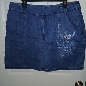 Vintage LA Blues Women's Denim Skort With Embroidered Design Size 18W Y2K